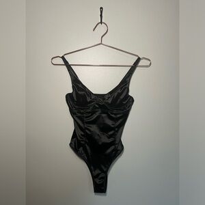 Black Satin Bodysuit